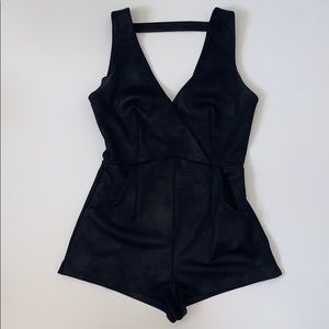 FREEPEOPLE black faux leather romper